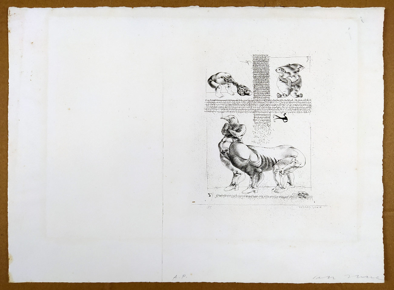 Herel Petr – Borges serie, zrnkový lept, ca 1980