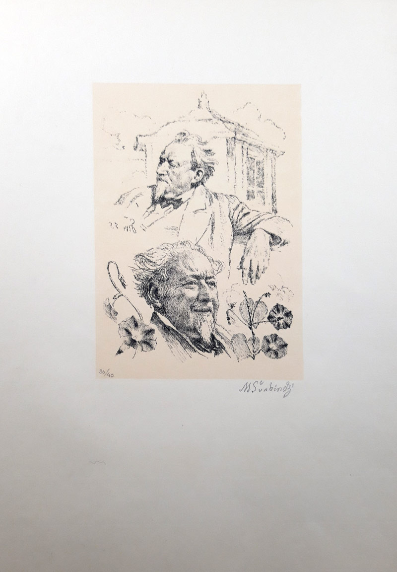 Švabinský Max – Autoportréty II, původní litografie se žlutým podtiskem, 1955