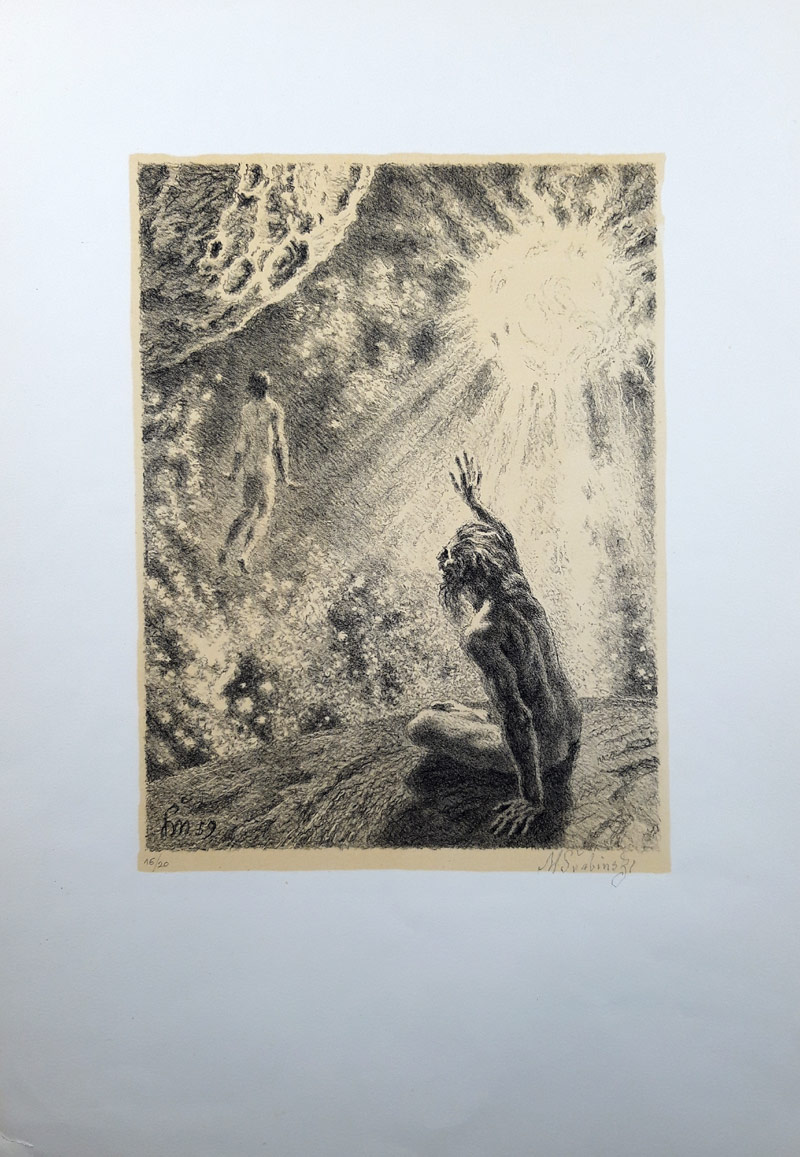 Švabinský Max – Hymnus, původní litografie se žlutým podtiskem, 1959