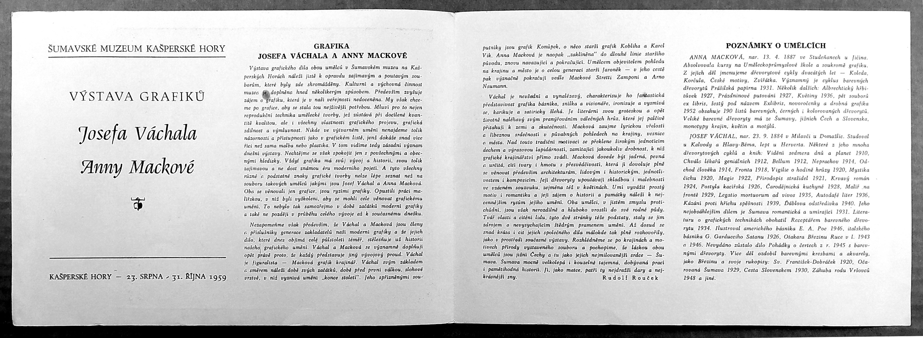 Váchal Josef – Pozvánka na vlastní výstavu 1959, původní dřevoryt, 1959