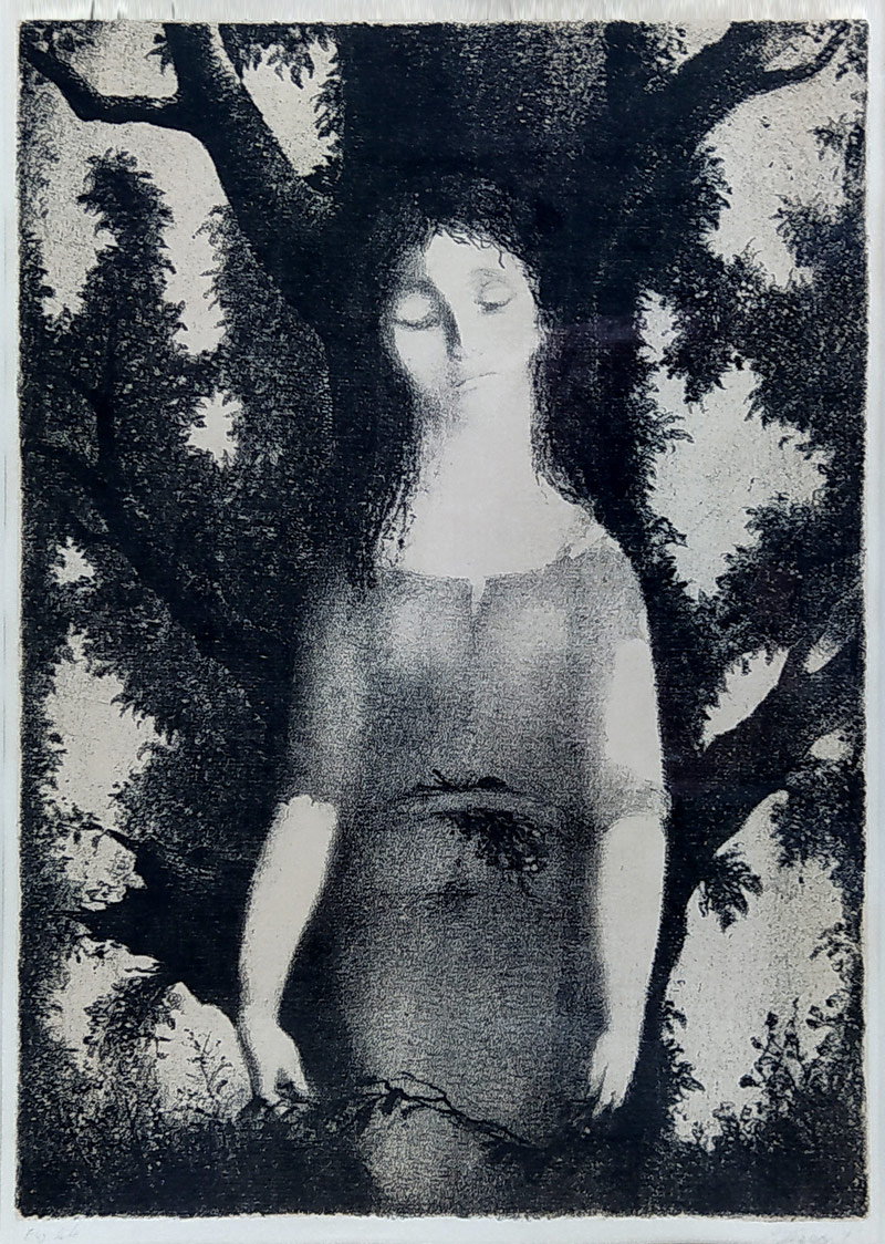 Jiřincová Ludmila – Viktorka, litografie se žlutým podtiskem, 1971