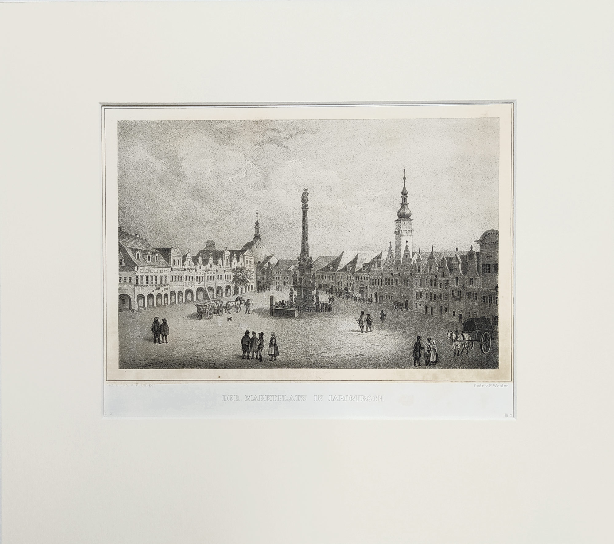 Jaroměř – Bürger Robert, původní tónovaná litografie, prodej, 1845