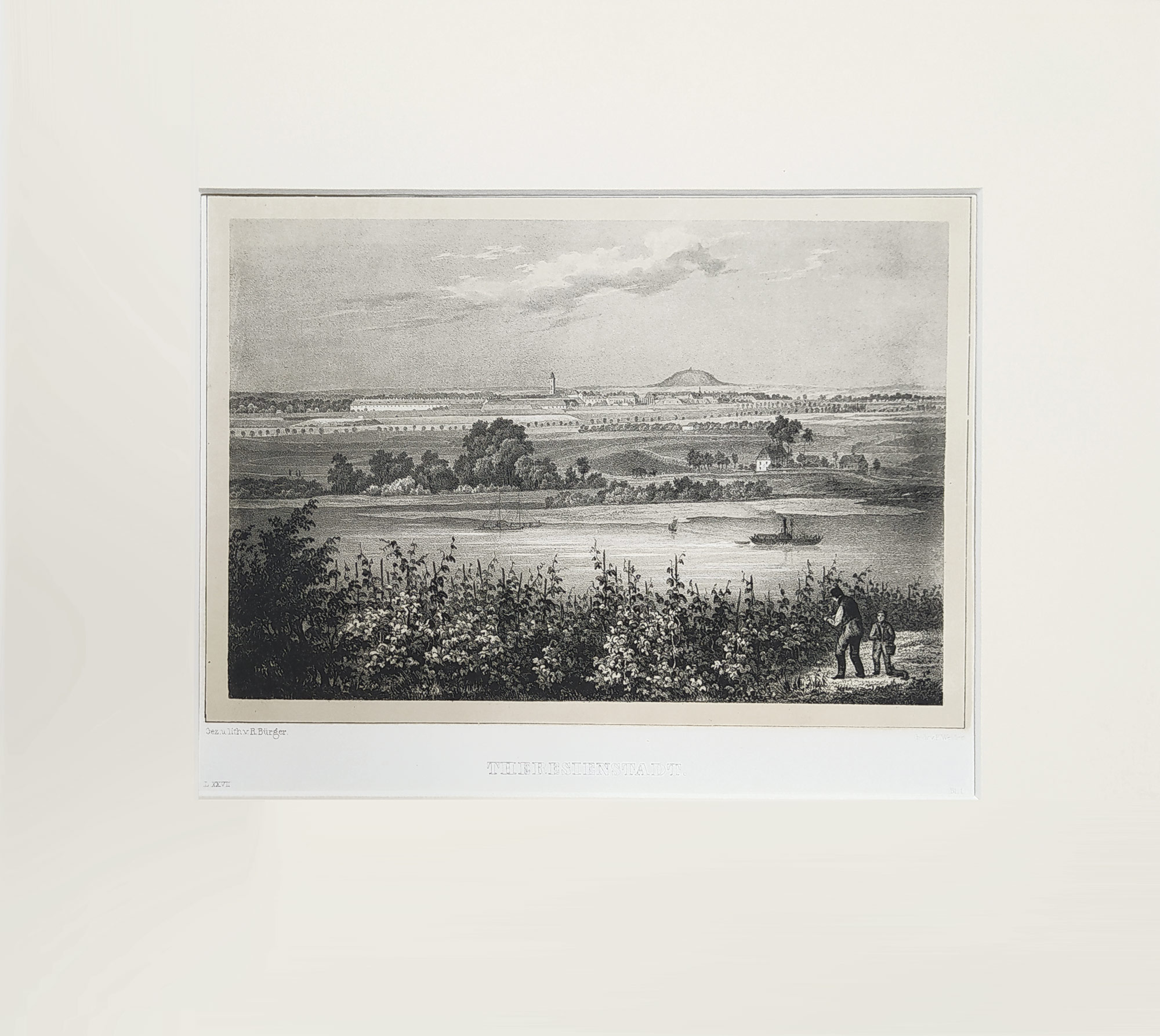Terezín – Bürger Robert, původní tónovaná litografie, prodej, 1845
