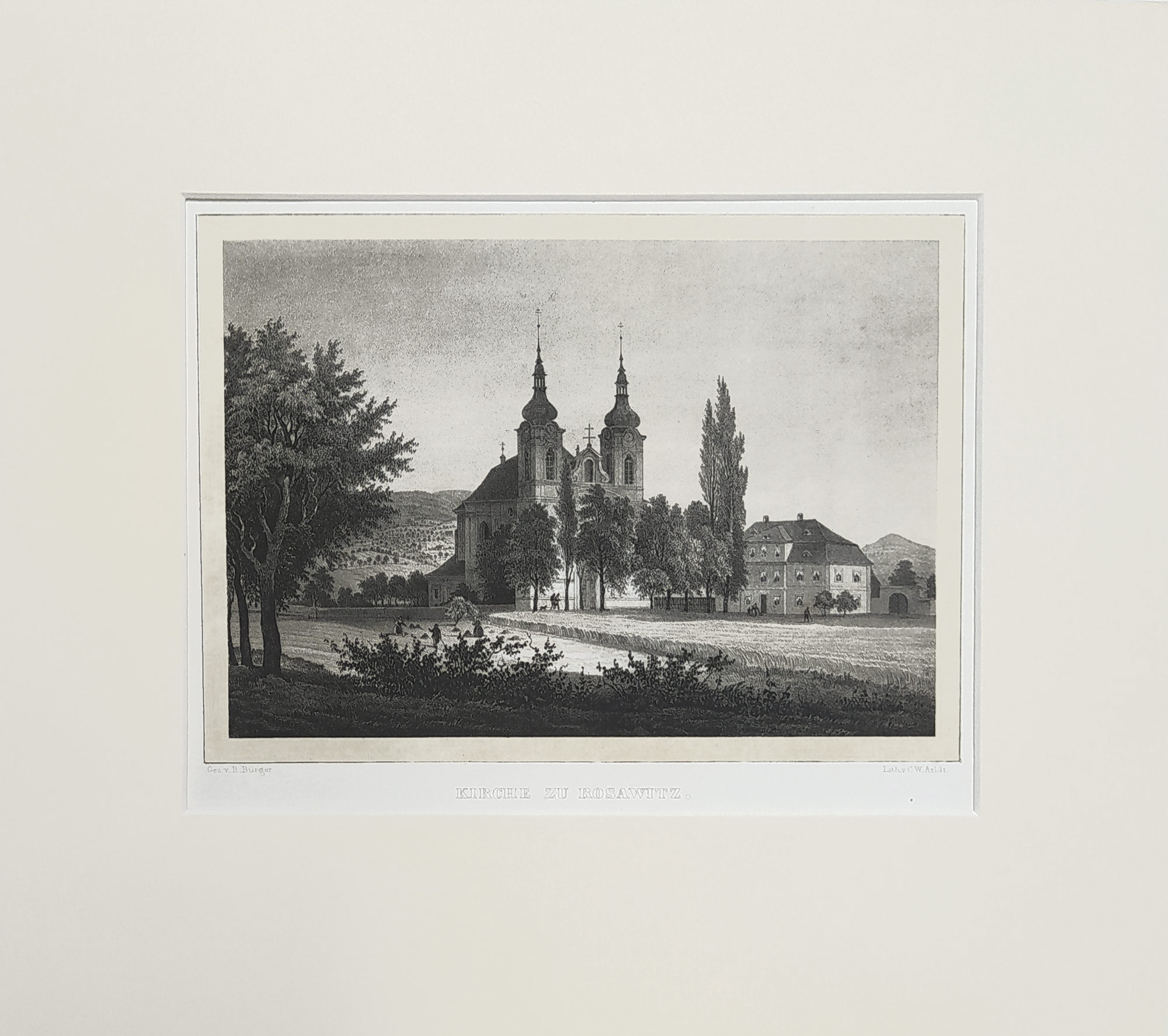 Děčín, Rozbělesy – Bürger Robert, původní tónovaná litografie, prodej, 1845