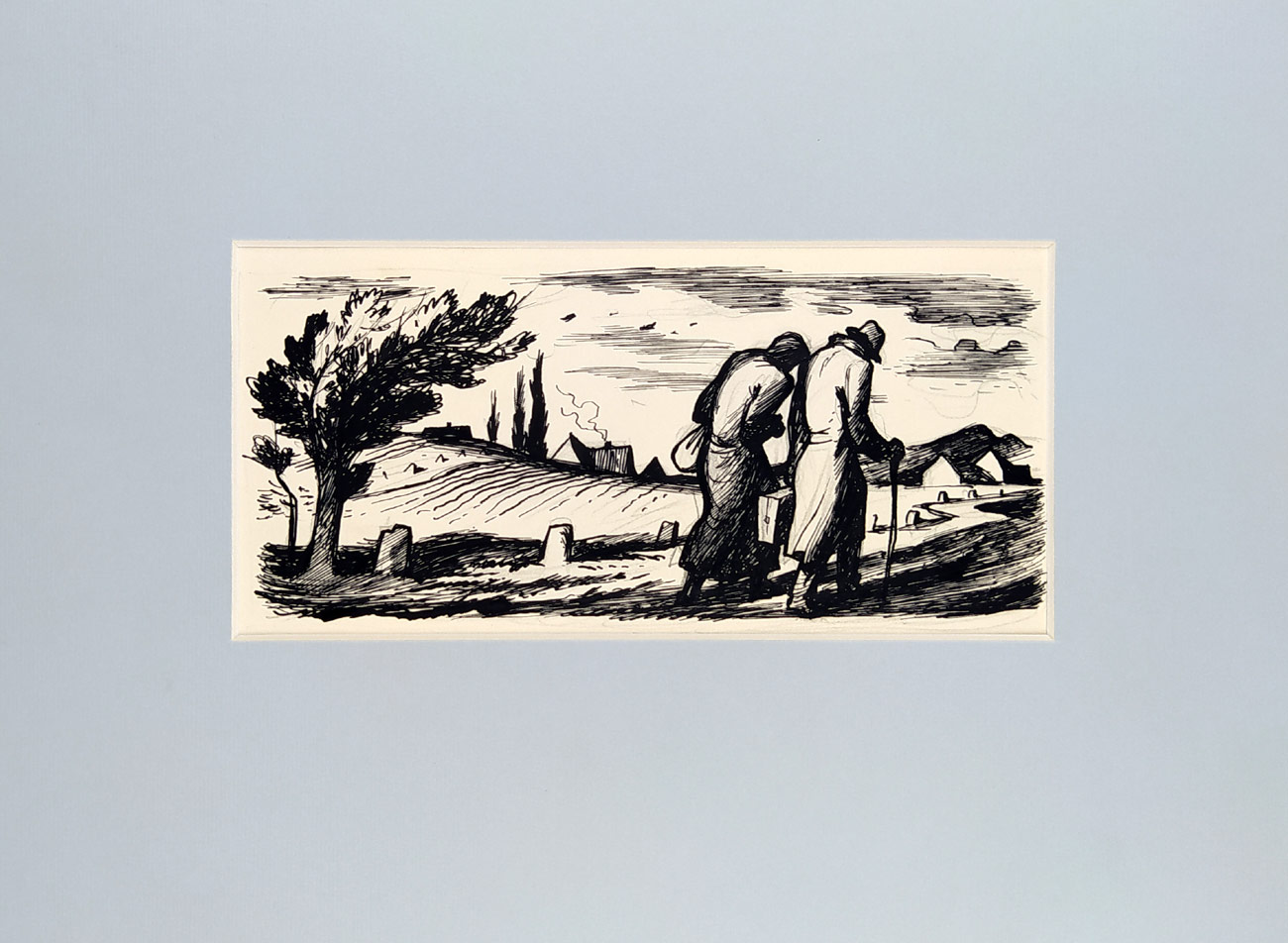 Šimon Pavel – Na cestě, kresba tuší, ca 1947