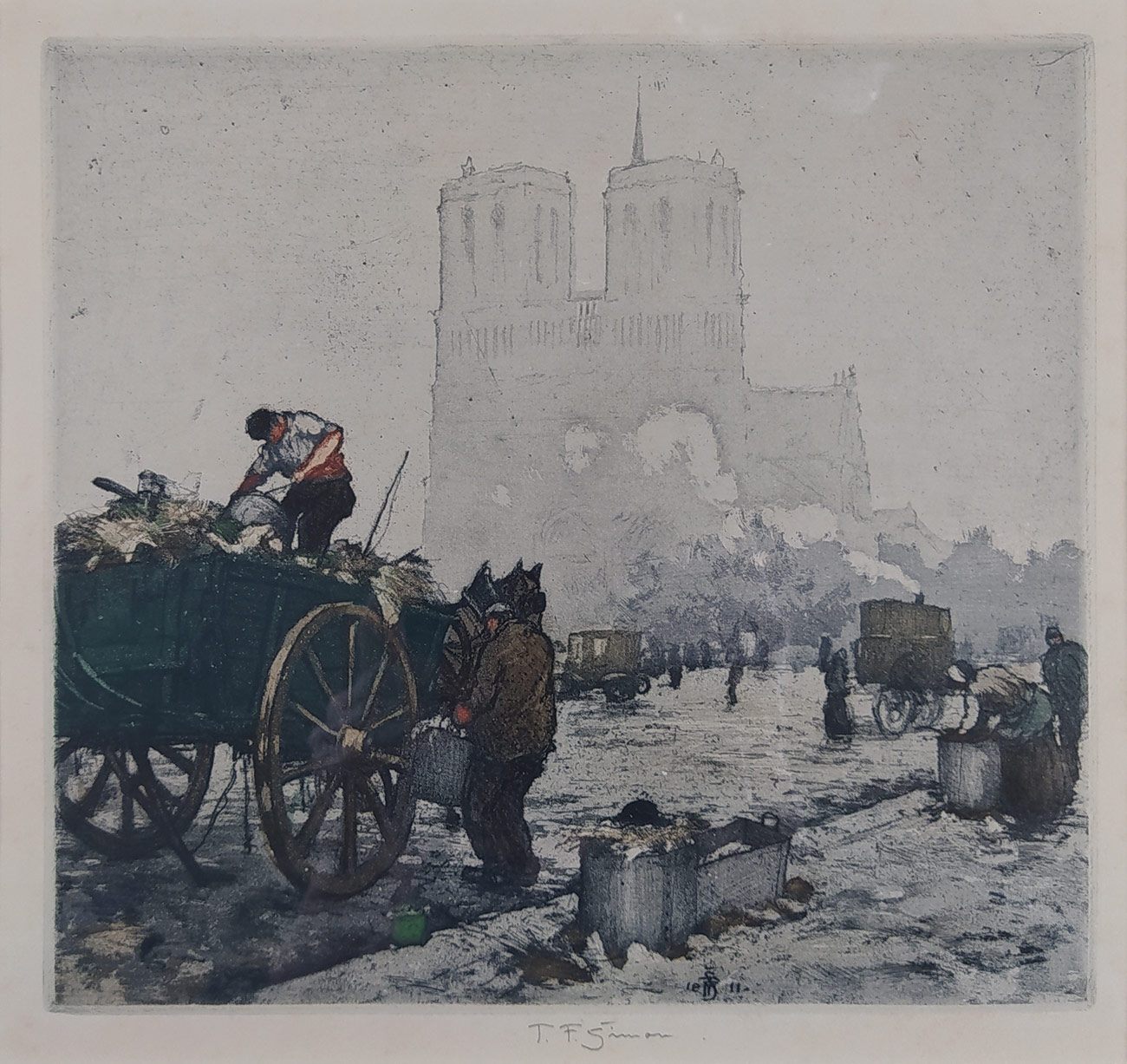 Šimon Tavík František – Katedrála Notre-Dame v Paříži, barevná akvatinta, 1911