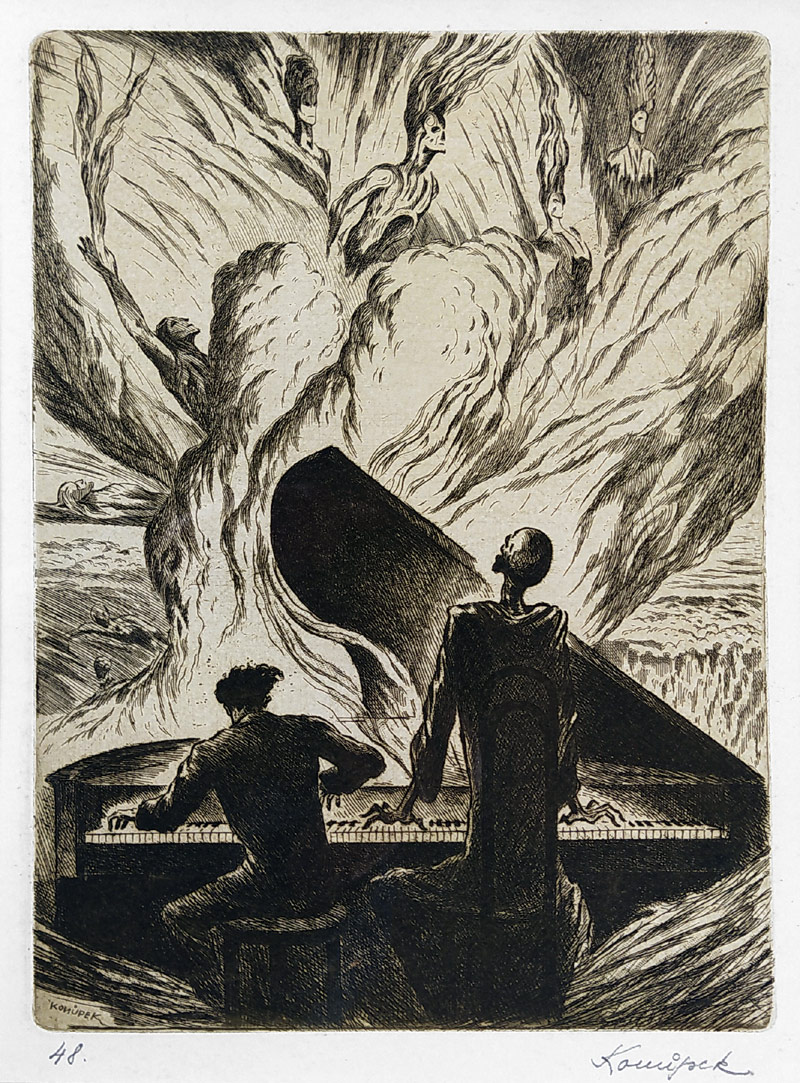 Konůpek Jan – Beethovenův klavírní koncert, původní lept, 1943