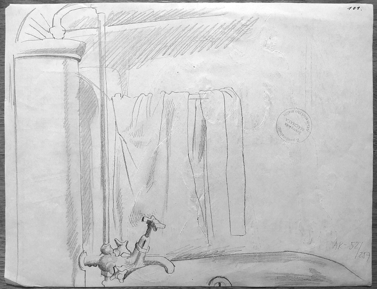 Máchal Svatopluk – Koupající se žena, oboustranná kresba tužkou, ca 1930