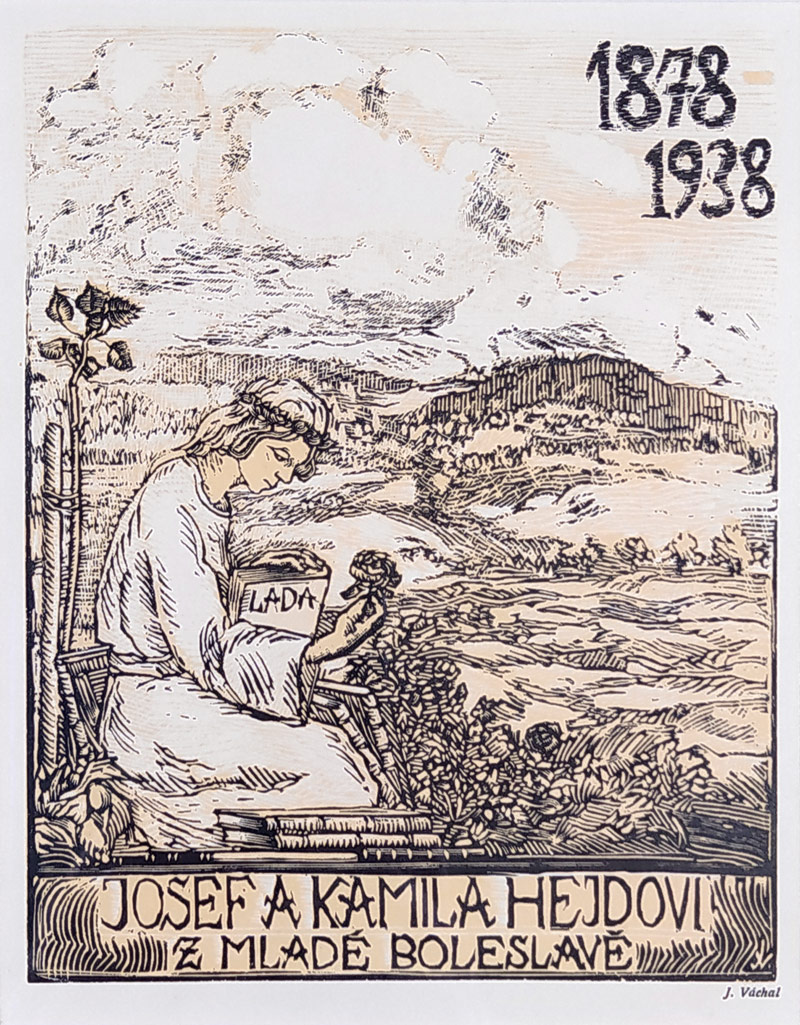 Váchal Josef – Josef a Kamila Hejdovi z Mladé Boleslavě - PF 1938, dřevoryt, 1937