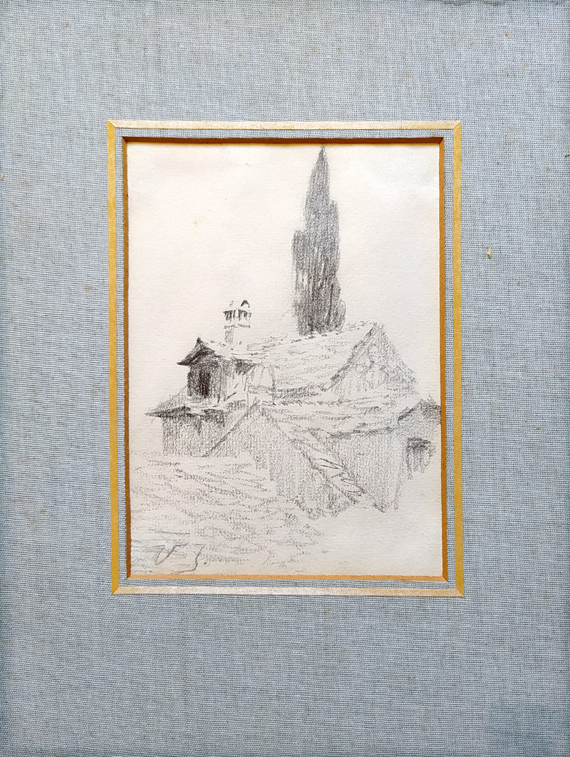 Jansa Václav – Studie stavení, kresba tužkou, ca 1890