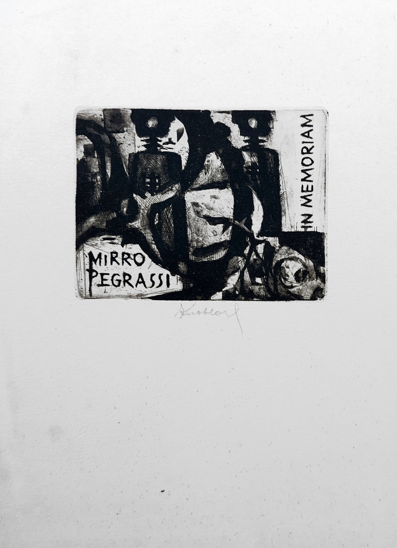 Knobloch Bohuslav – In memoriam Mirro Pegrassi, akvatinta a suchá jehla, 1963