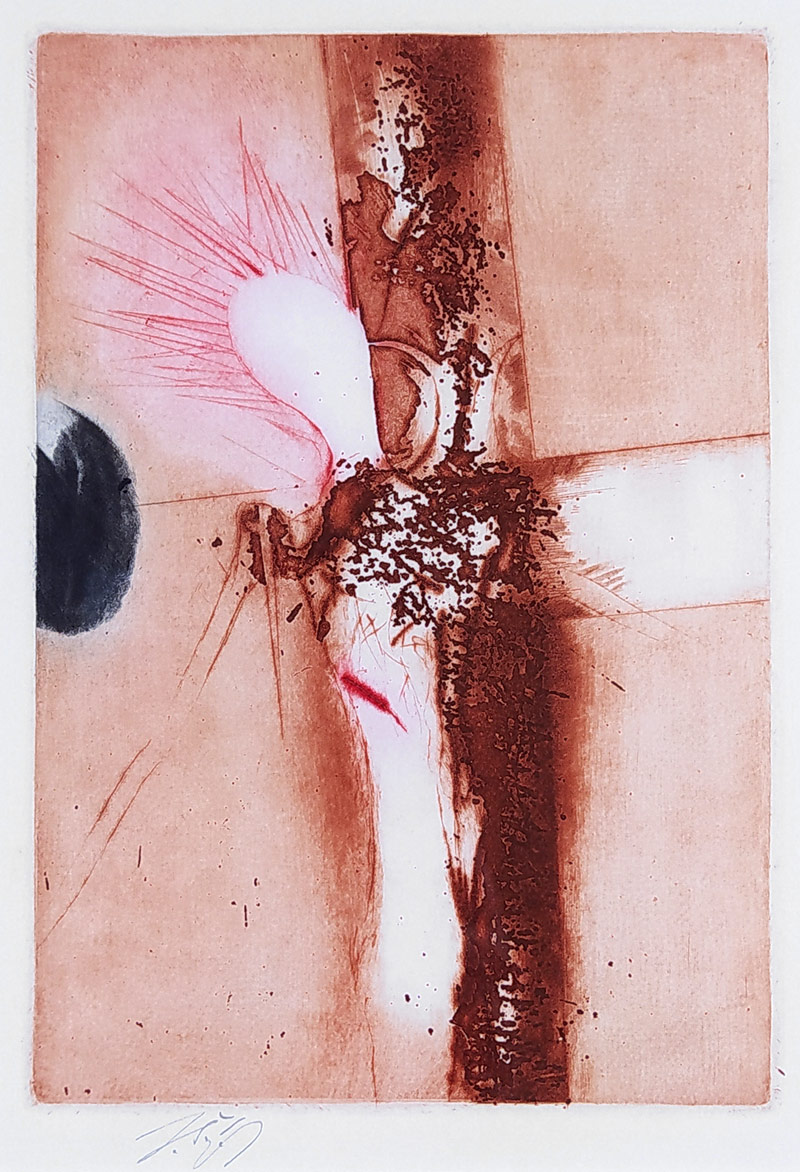 Šerých Jaroslav – Bez názvu, barevná suchá jehla, ca 1985