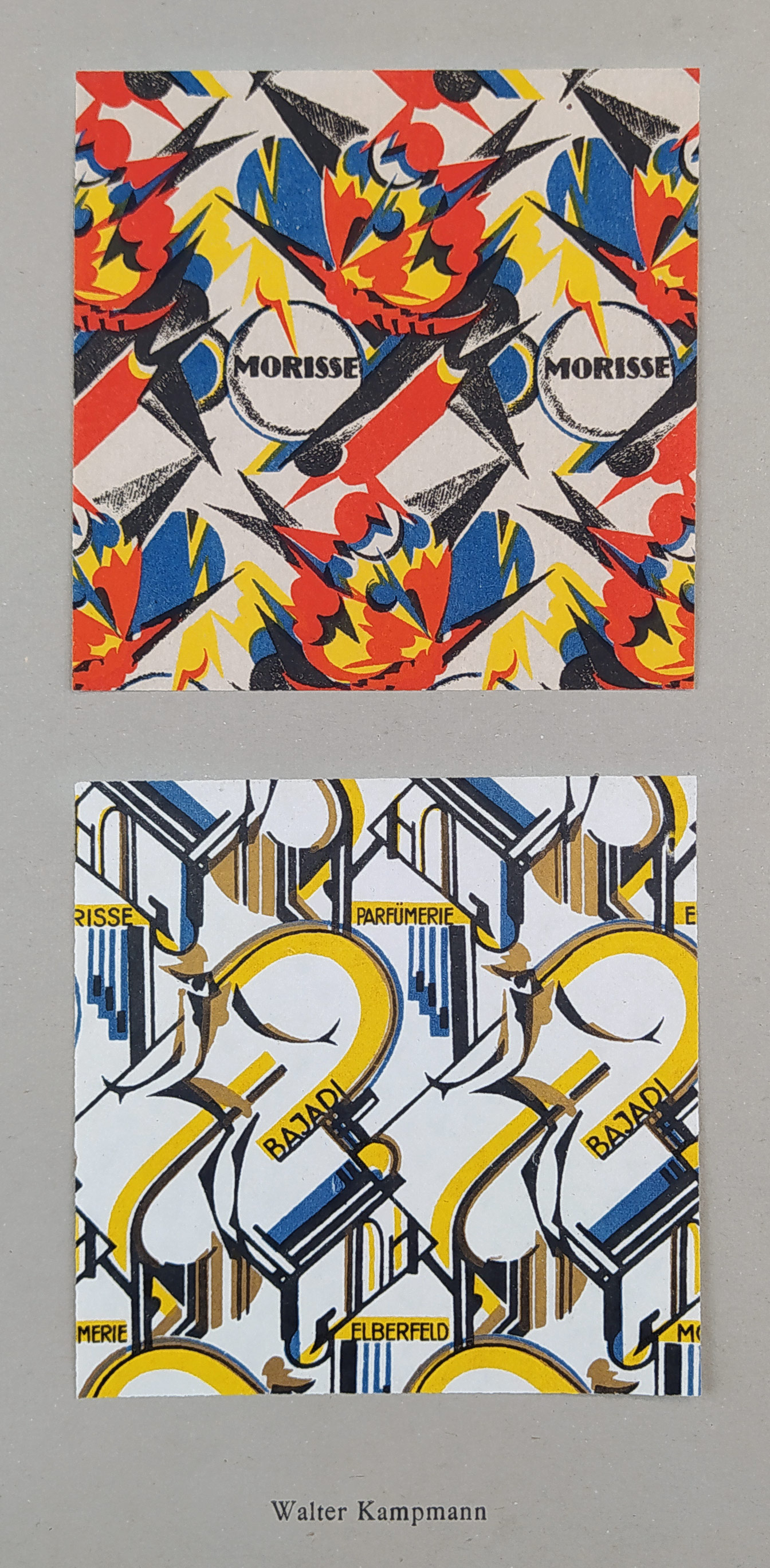Kampmann Walter – Návrhy balicích papírů pro parfumerii Dr. R. Morisse & Co., Elberfeld, litografie, 1920