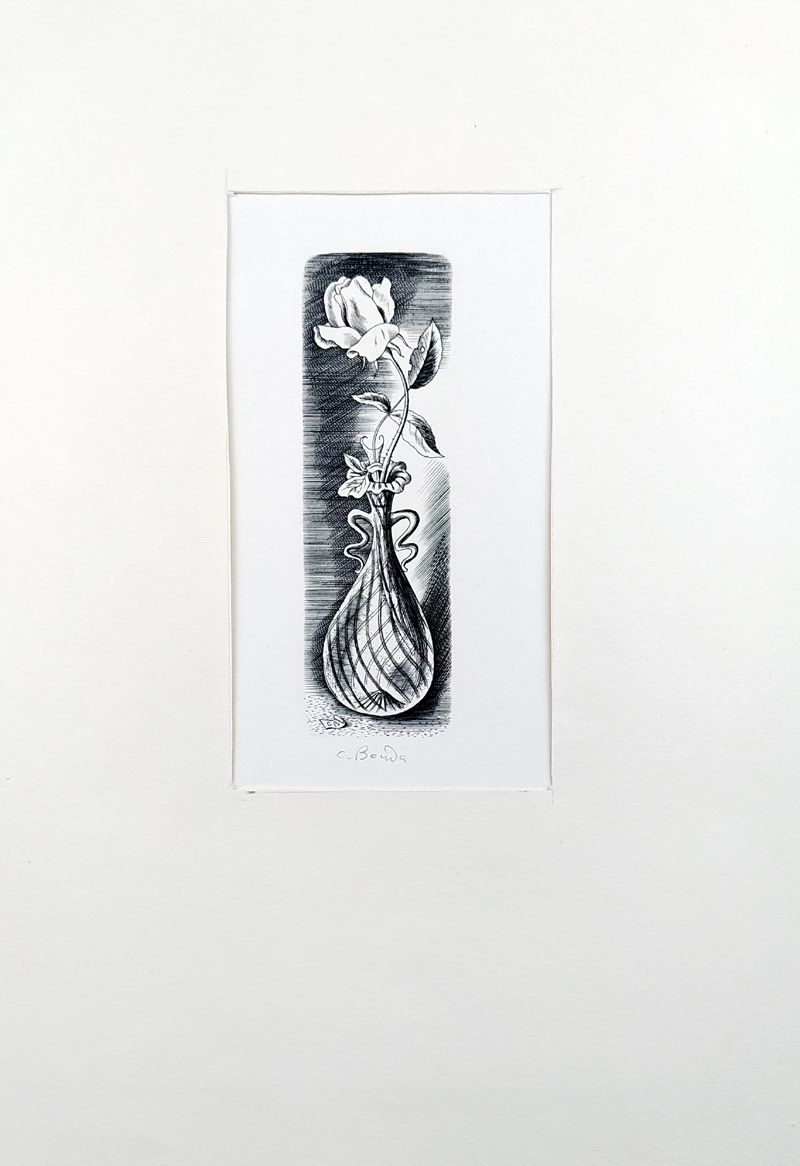 Bouda Cyril – Růže, mědiryt, 1943