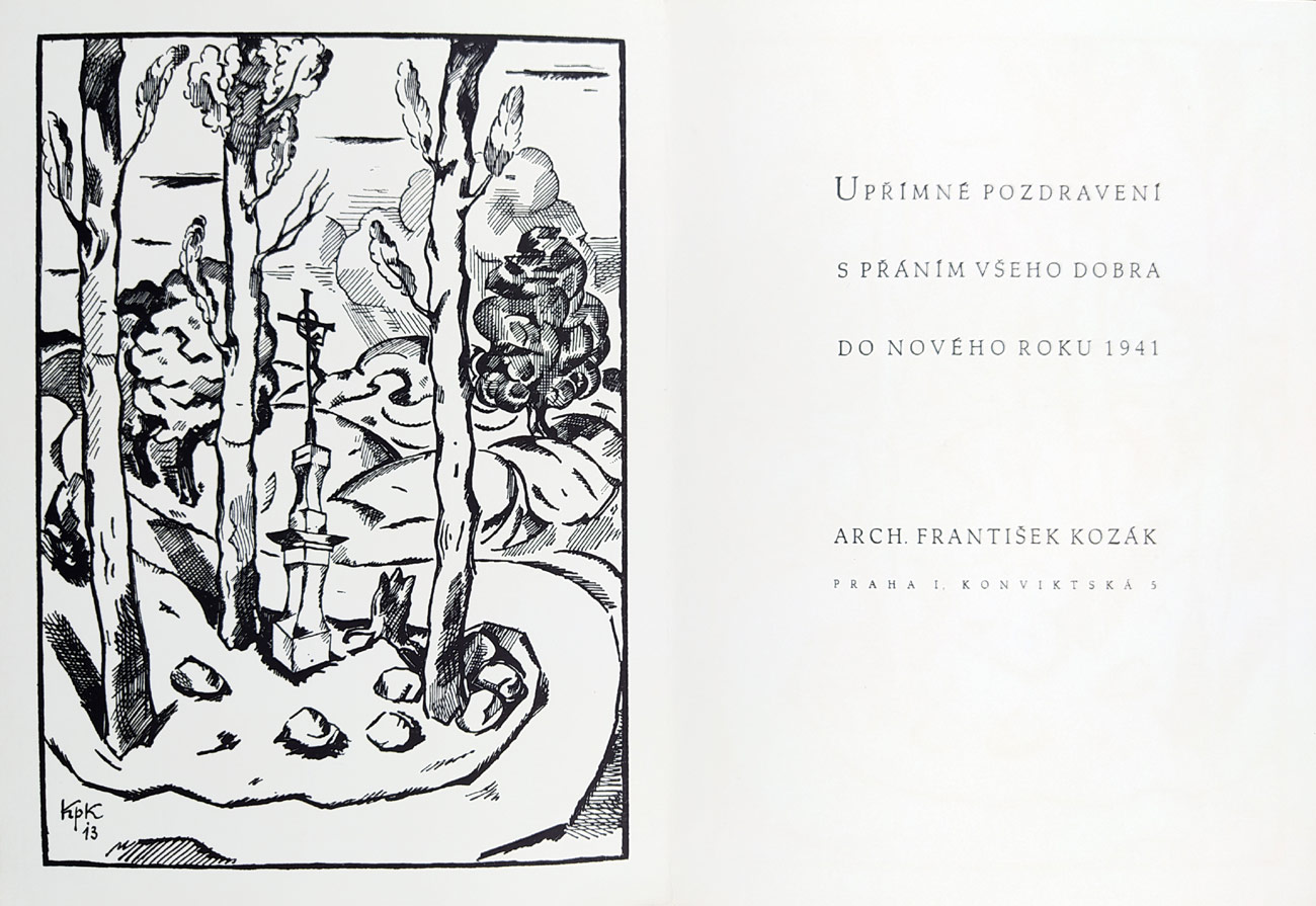 Konůpek Jan – Novoročenka 1941, zinkografie, 1940