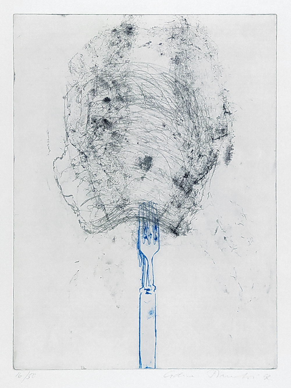 Šimotová Adriena – Strážci stolu, Vidlička, lept, 1992