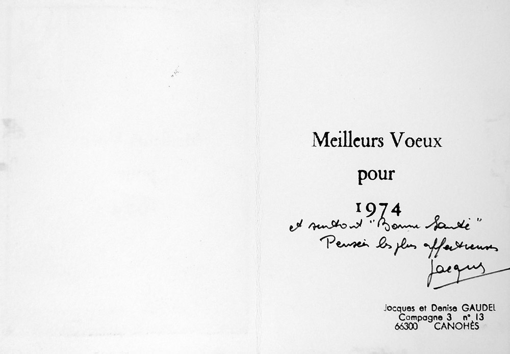 Gaudel Jacques – PF 1974 Jacques et Denise Gaudel, původní dřevoryt č. 37/73, 1973