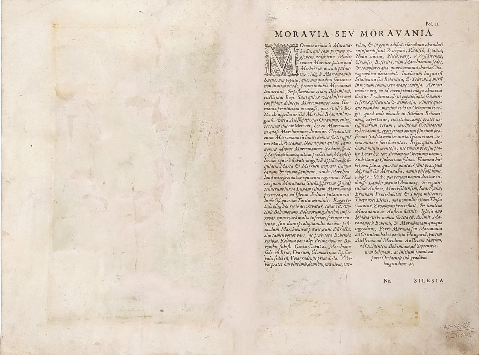 Morava – Maravaniae Seu Moraviae, Cornelius de Jode, původní mědiryt, 1593