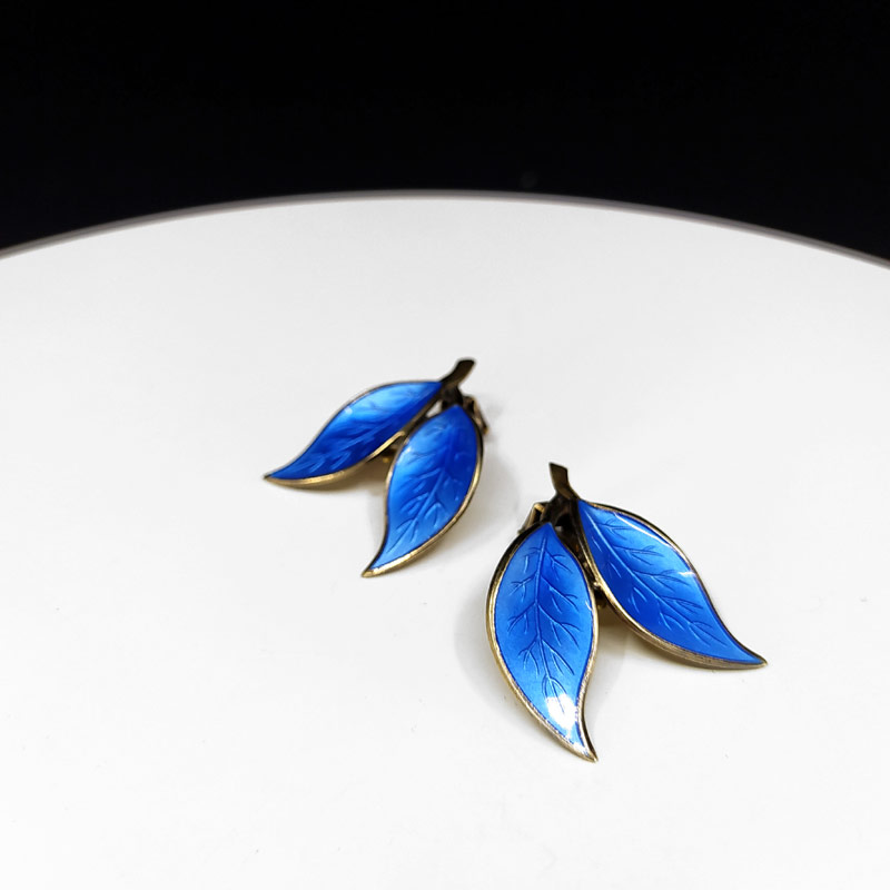 Stříbrné náušnice zdobené emailem, David Anderson, Norsko