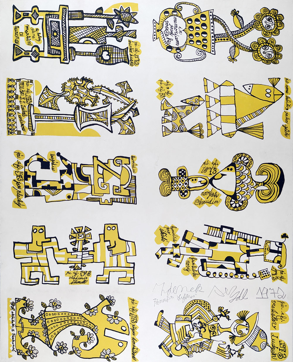 Seydl Zdenek – 10 PF na rok 1973, původní litografie s dedikací, 1972