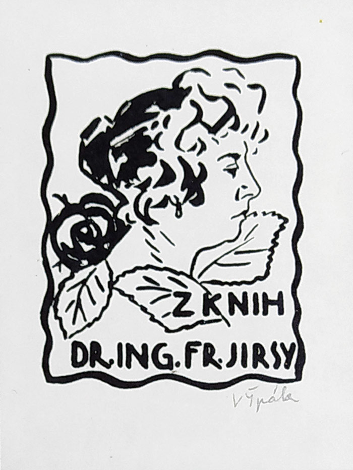 Špála Václav – Z knih Dr. Ing. Fr. Jirsy, původní linoryt, nedatováno