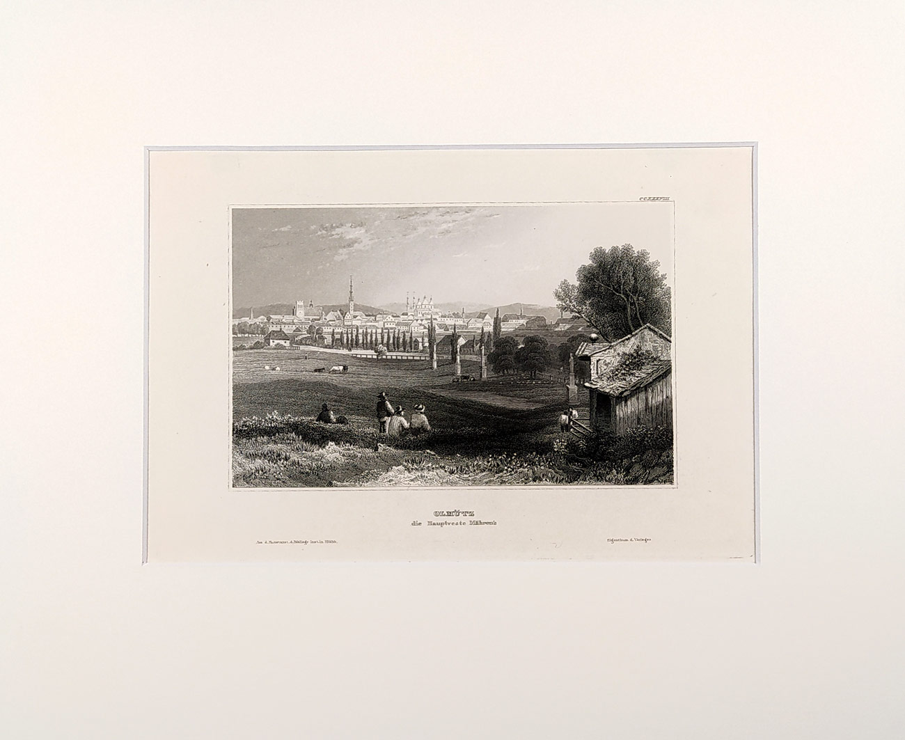 Olomouc – pohled na město, původní oceloryt, ca 1840