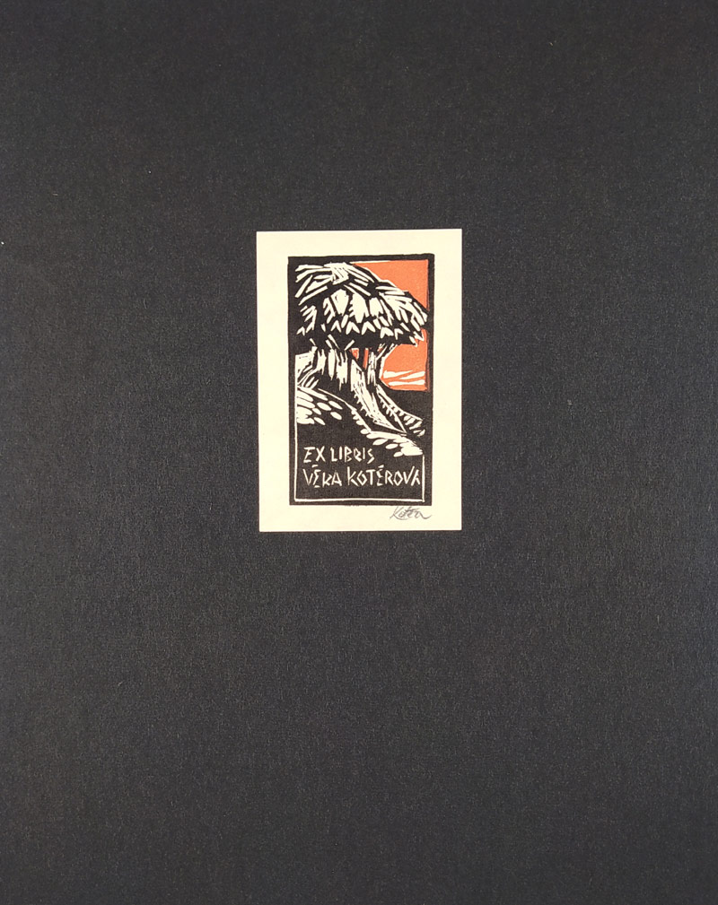 Kotěra Jan – Ex libris Věra Kotěrová, původní barevný dřevoryt, nedatováno