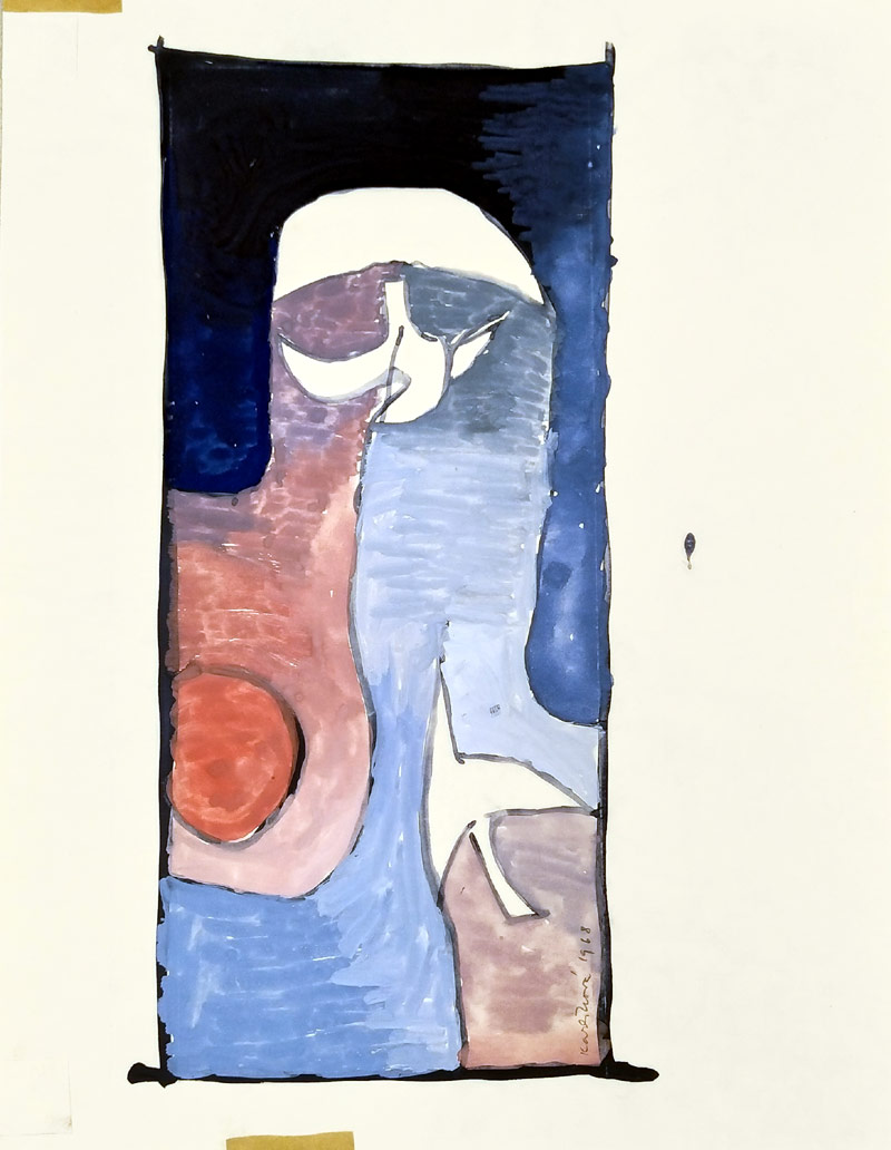 Karlíková Olga – Návrh na textilii, tempera, 1968