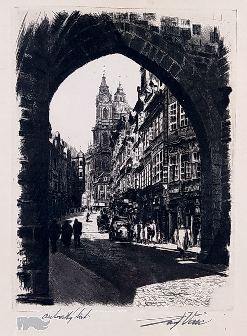 Vaic Josef – Praha, Chrám sv. Mikuláše, původní lept, ca 1930