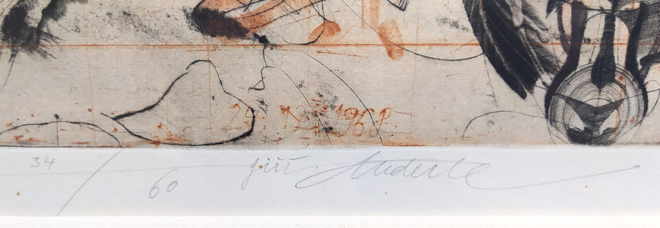 Anderle Jiří – Lasciate Ogni Speranza – Zanechte vší naděje, suchá jehla, mezotinta, 1968