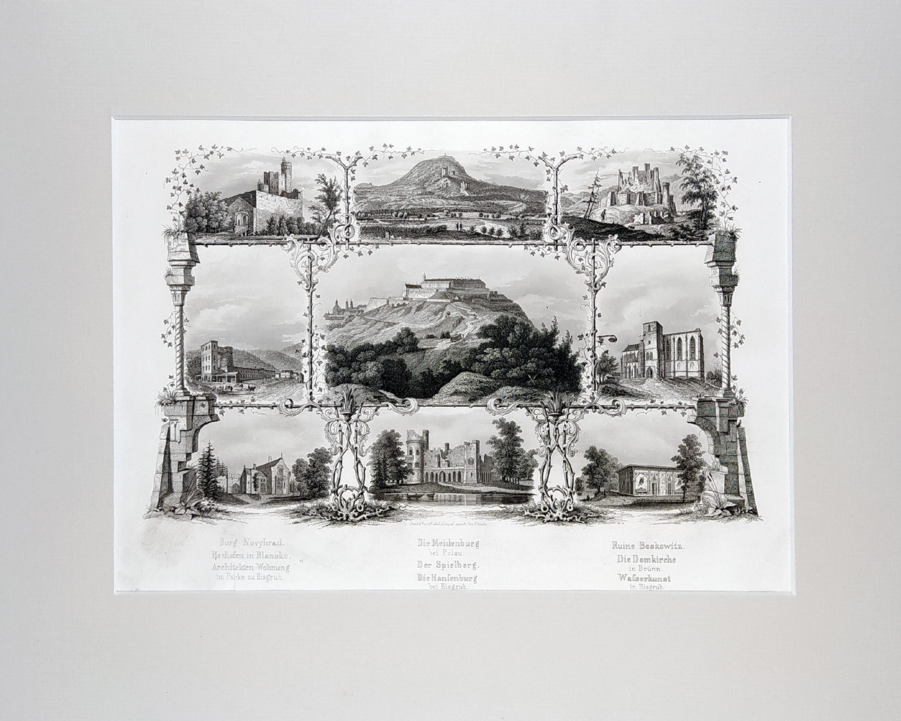 Brno a okolí – Upomínkový list, Lloyd, původní oceloryt, ca 1850