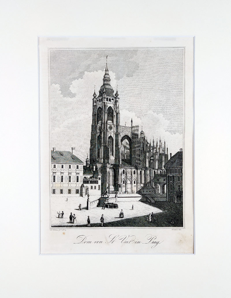 Praha – Katedrála Sv. Víta, W. Klimt, C. W. Medau, původní litografie, ca 1850