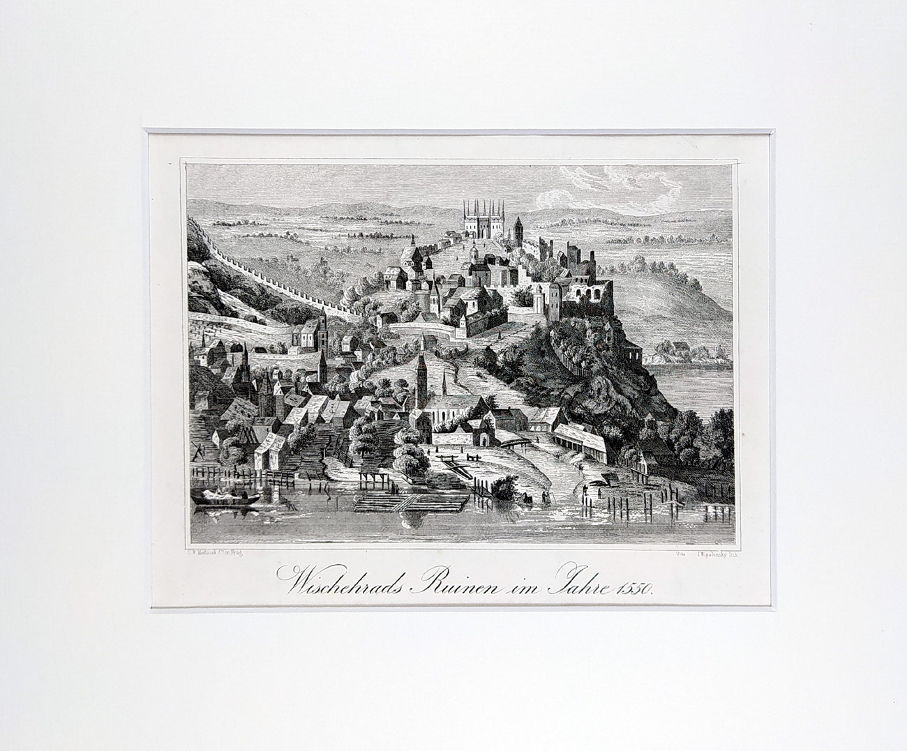 Praha – Vyšehrad, J. Wopalenský, C. W. Medau, původní litografie, 1853