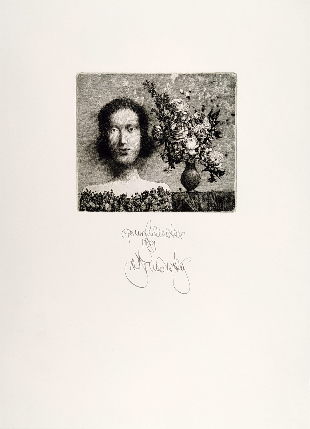 Brunovský Albín – Pour Feliciter, Novoročenka, původní lept, 1981