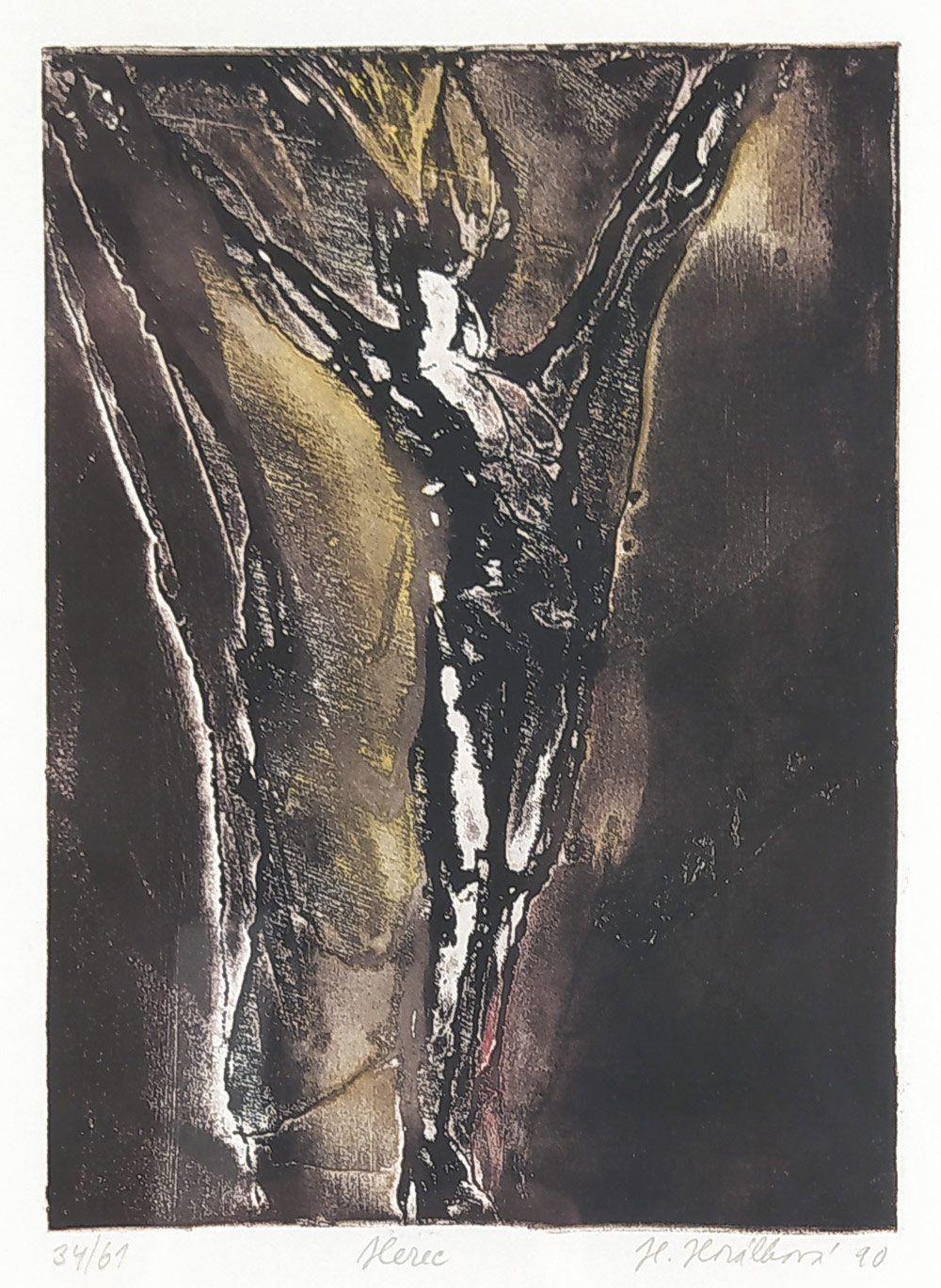 Horálková Helena – Herec, barevný lept a mezzotinta, 1990