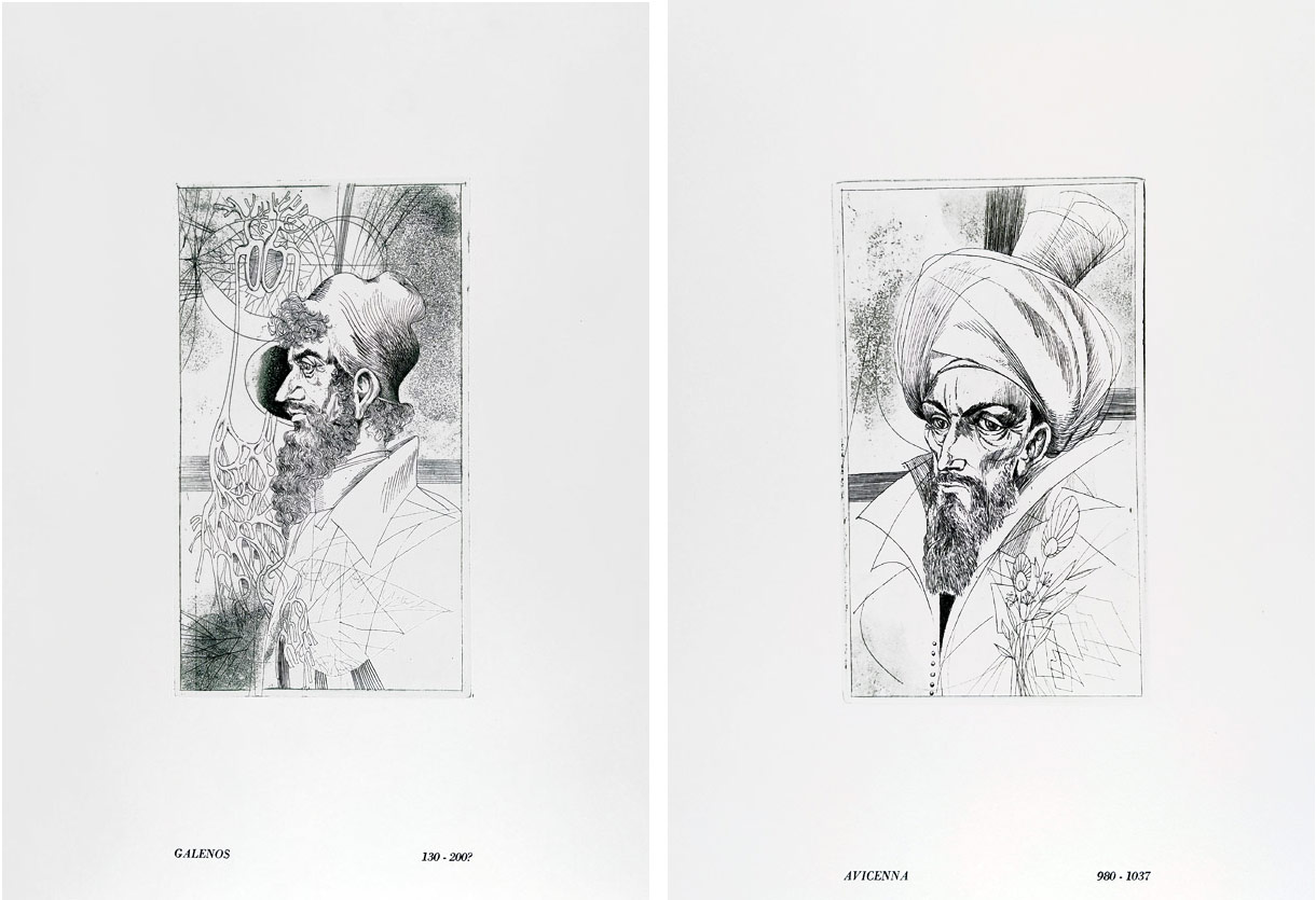 Kass János – 12 famózních lékařů, grafické album 12 původních leptů, 1982