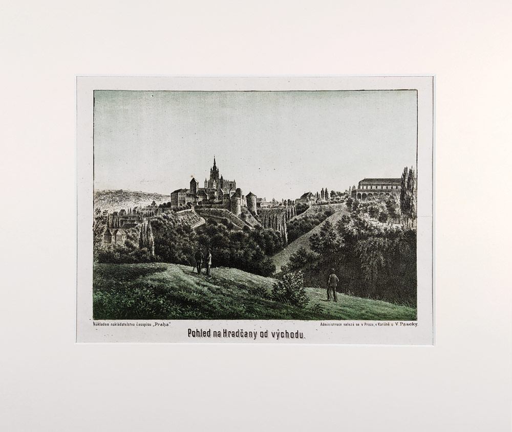 Praha – Pražský hrad a Hradčany, původní barevná litografie, ca 1868