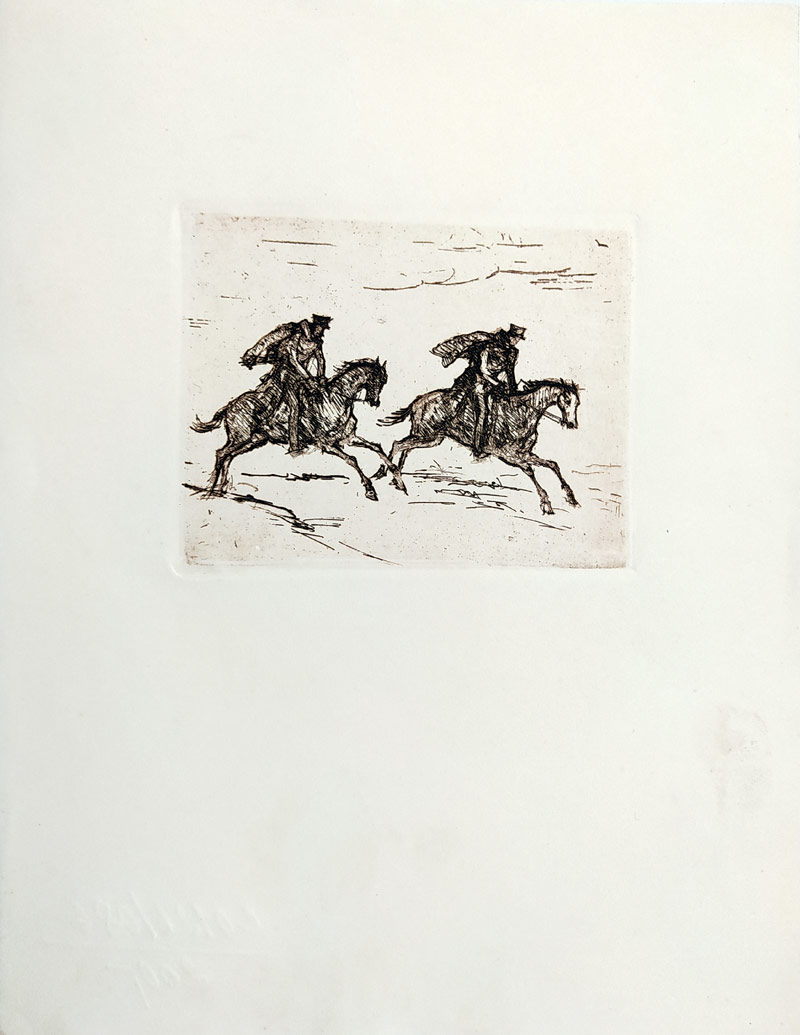 Meid Hans – Na vyjížďce, původní lept, 1925