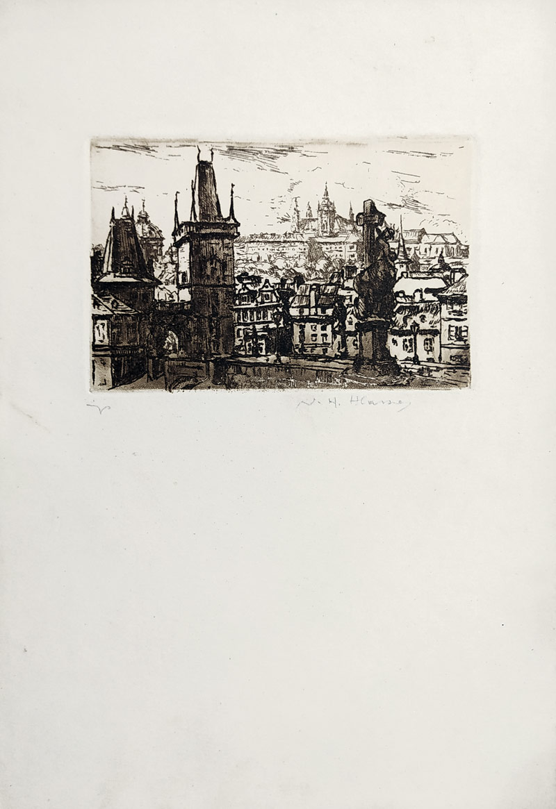 Hlavsa Jan, V. H. Hlavsa – Praha, pohled z Karlova mostu, původní lept, ca 1925