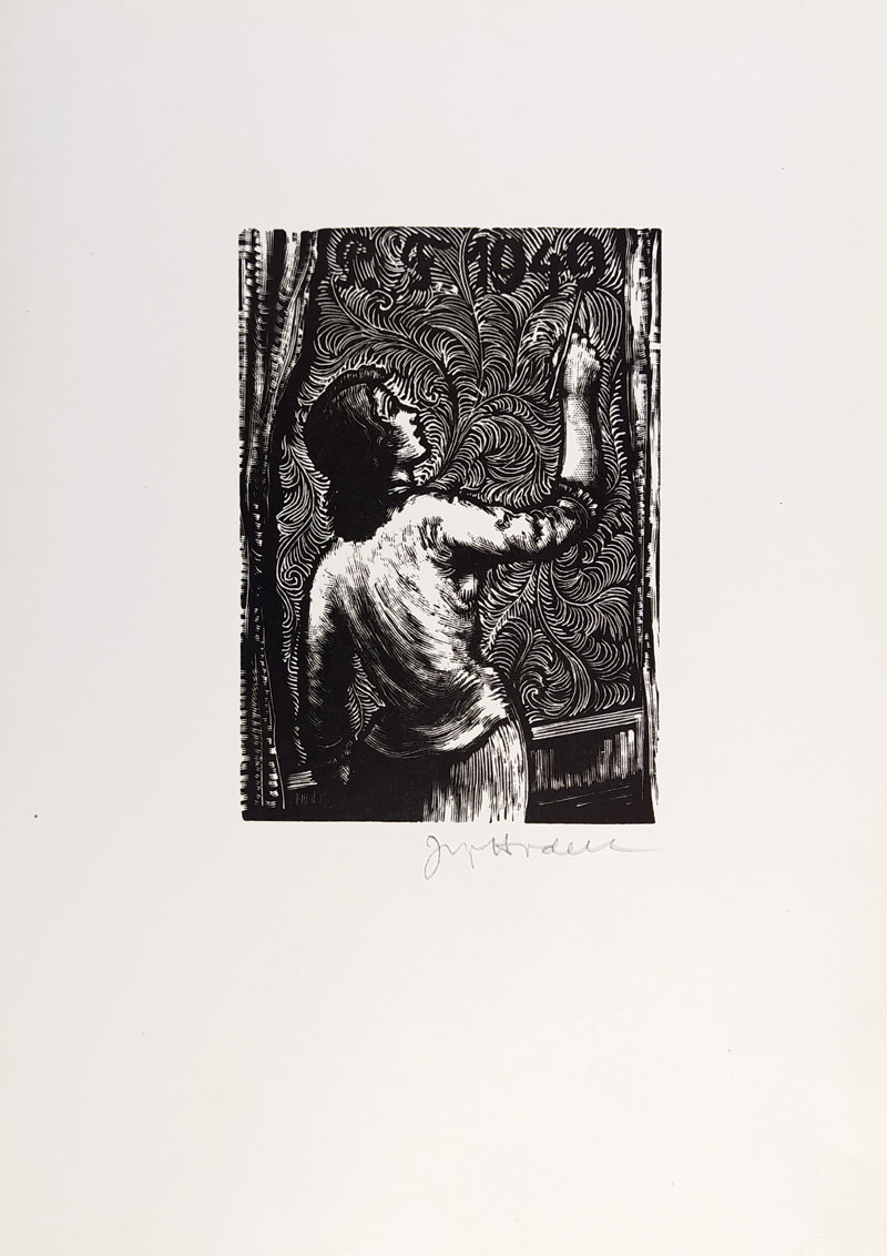 Hodek Josef mladší – Josef Hladký, PF 1949, původní dřevoryt, 1948