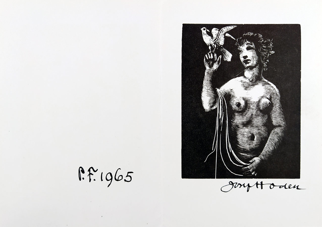 Hodek Josef mladší – vlastní PF 1965, původní dřevoryt, 1964