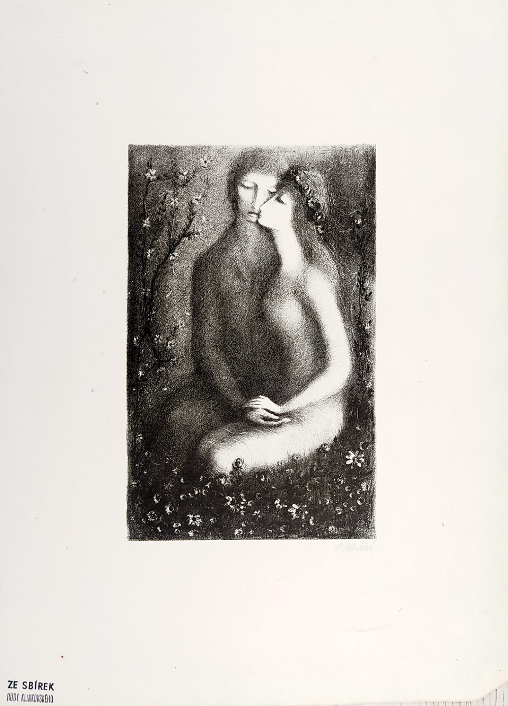 Jiřincová Ludmila – Milenci, původní litografie, ca 1950