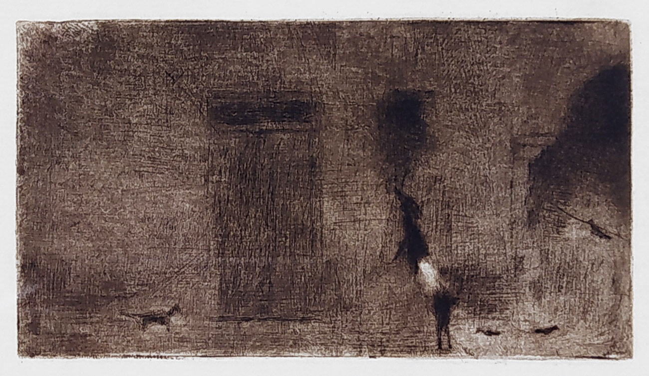 Reynek Bohuslav – Na dvoře, suchá jehla, ruční papír, ca 1955