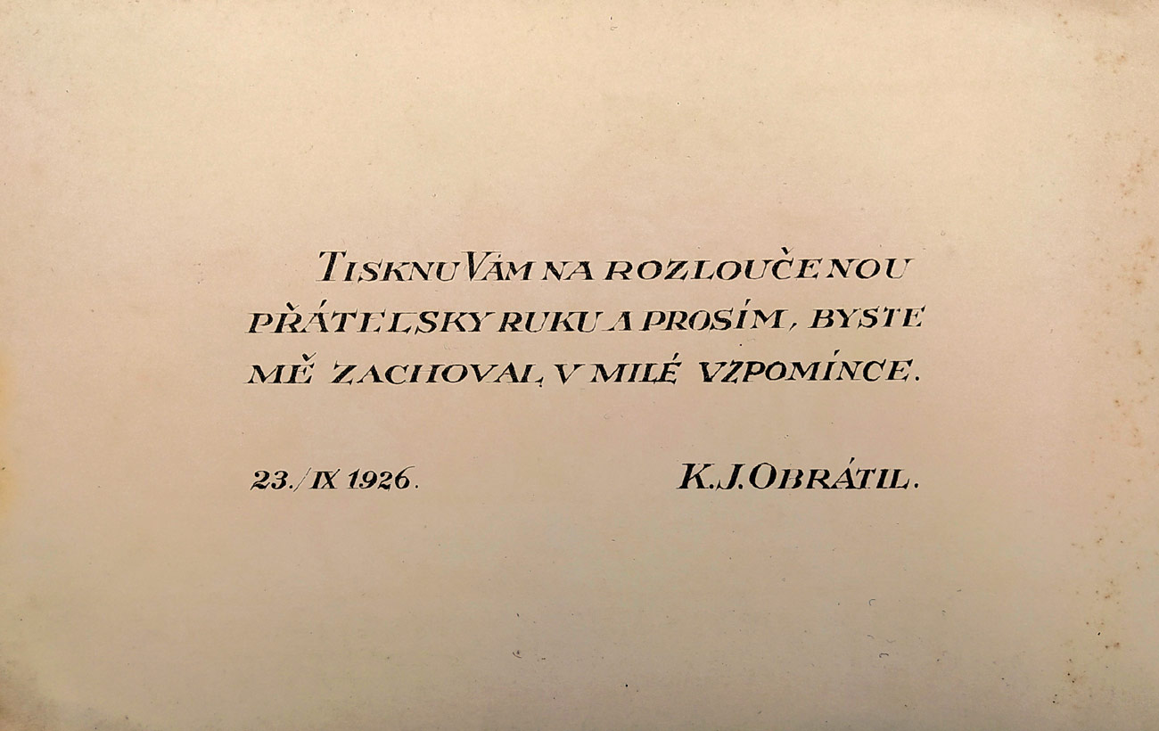 Kubíček Ruda – K. J. Obrátil, Oznámení o přestěhování, původní litografie, 1926