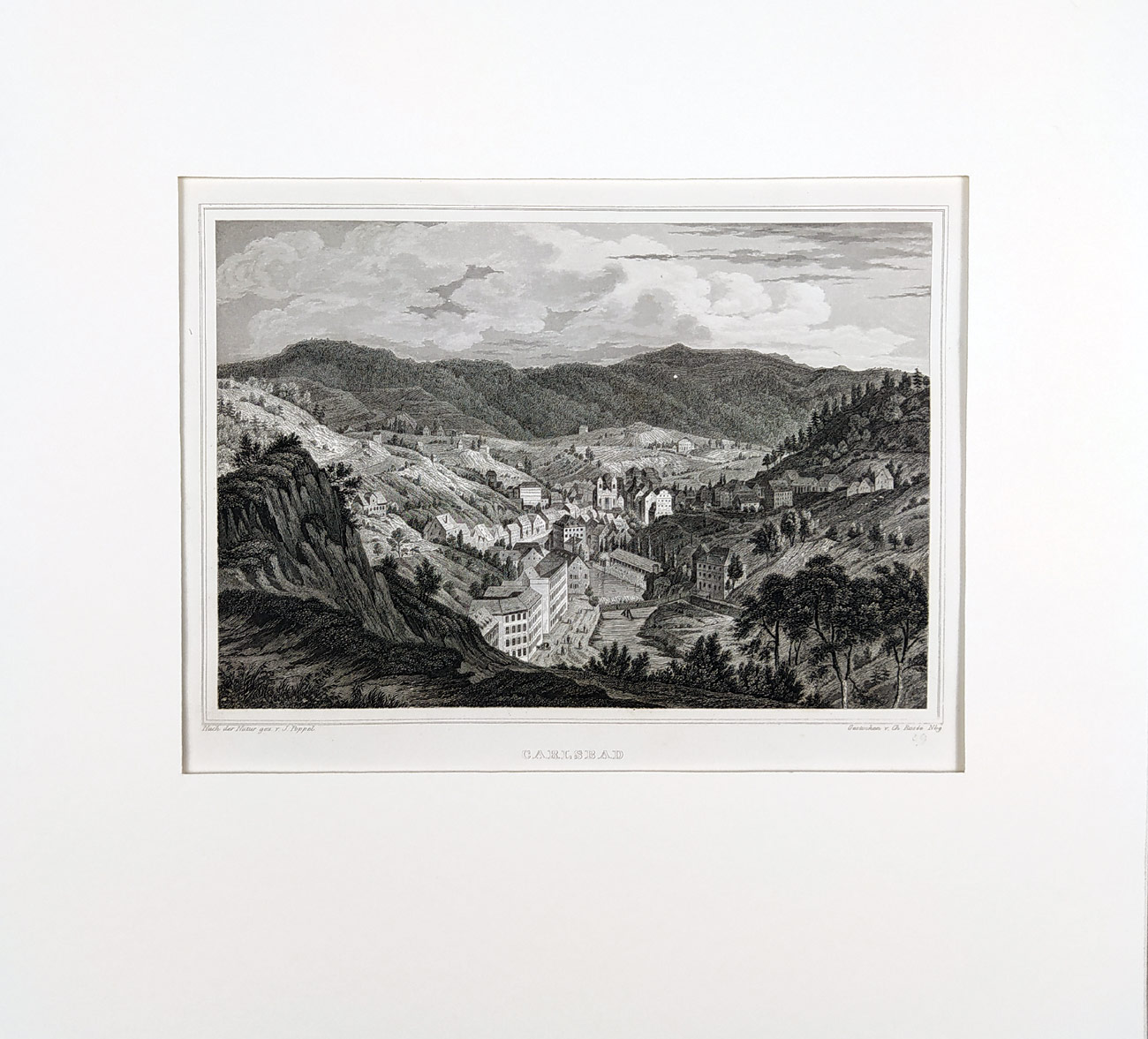 Karlovy Vary – Ch. Rosée, Poppel Johann, původní oceloryt, ca 1845