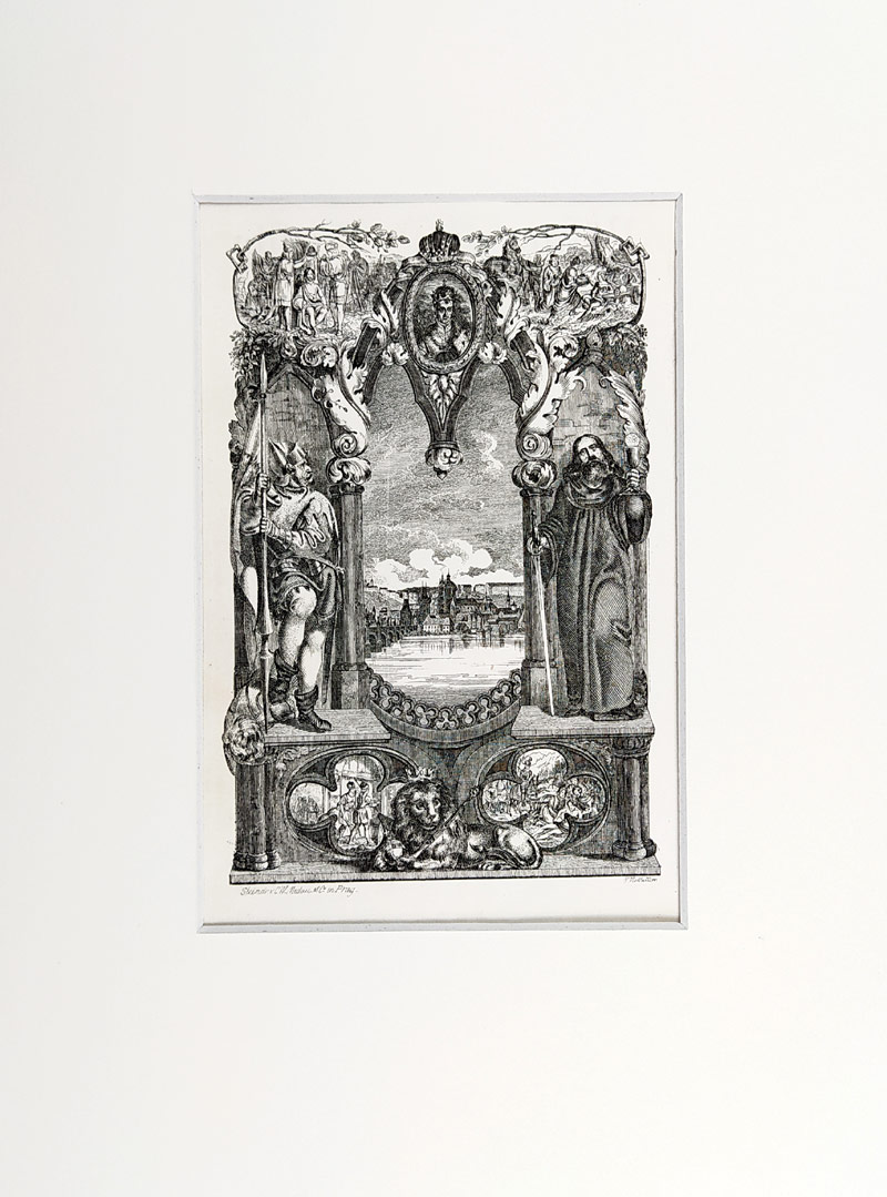 Praha – pohled přes řeku Vltavu, C. W. Medau, původní litografie, ca 1850