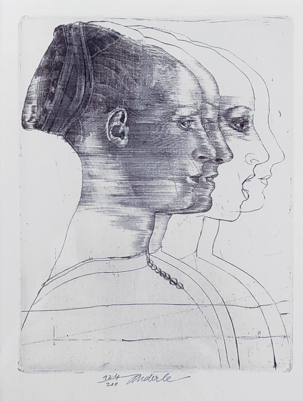 Anderle Jiří – Dívka v čase, lept a suchá jehla, nedatováno