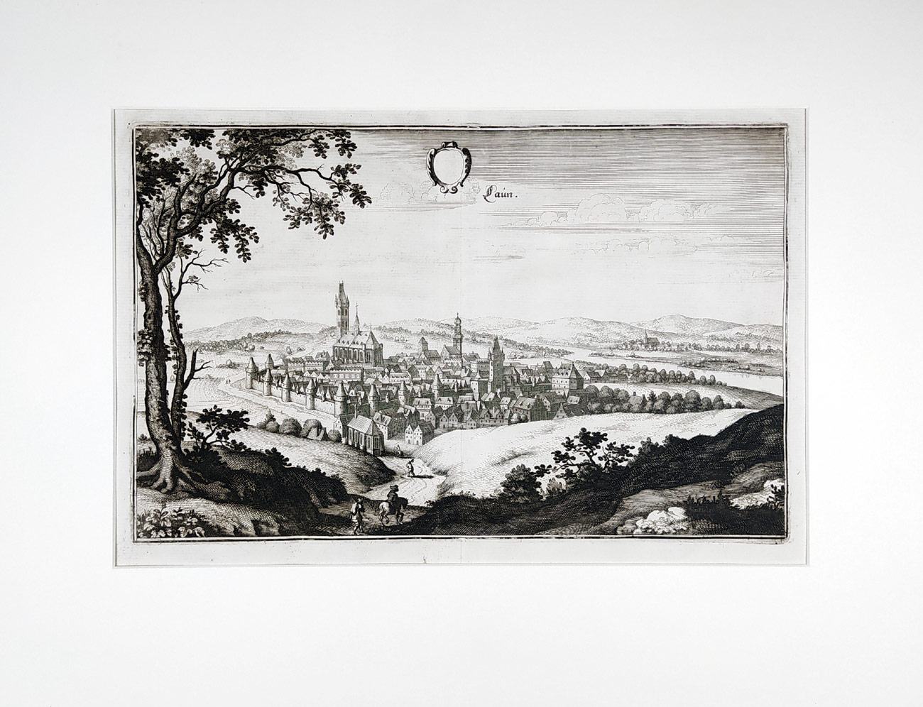 Louny – pohled na město, M. Merian, původní mědiryt, 1650