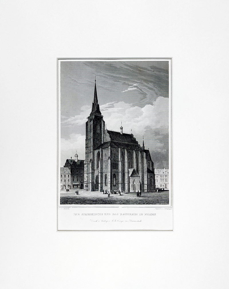 Plzeň – Carl Würbs, J. Umbach, původní oceloryt, 1845