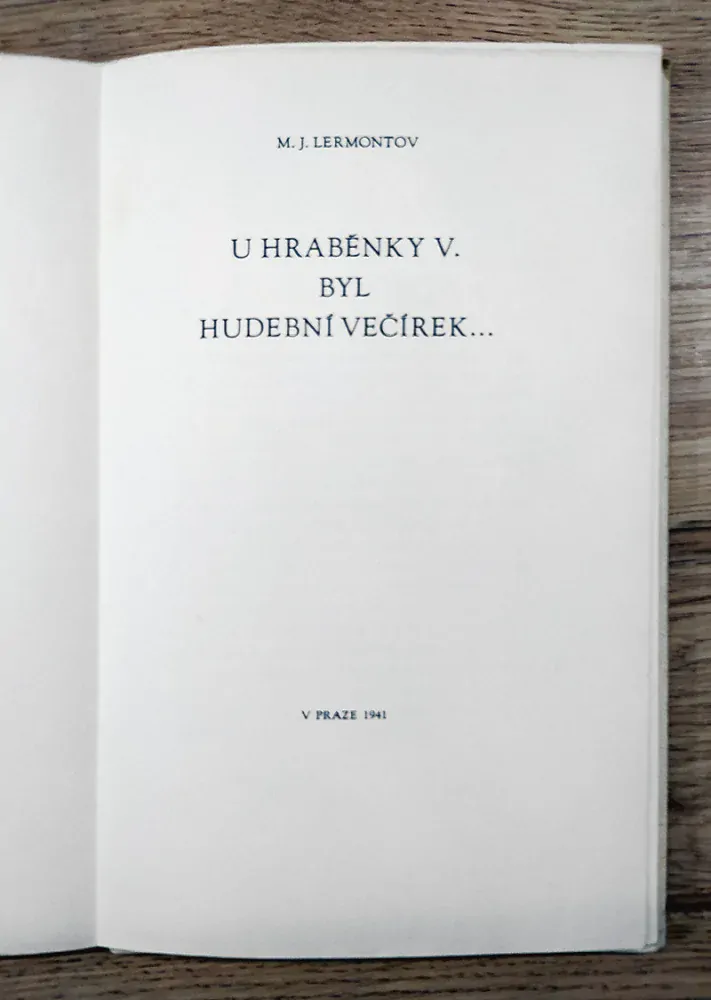 Lermontov M. J. – U hraběnky V. byl hudební večírek, ilustrace: František Tichý, 1941